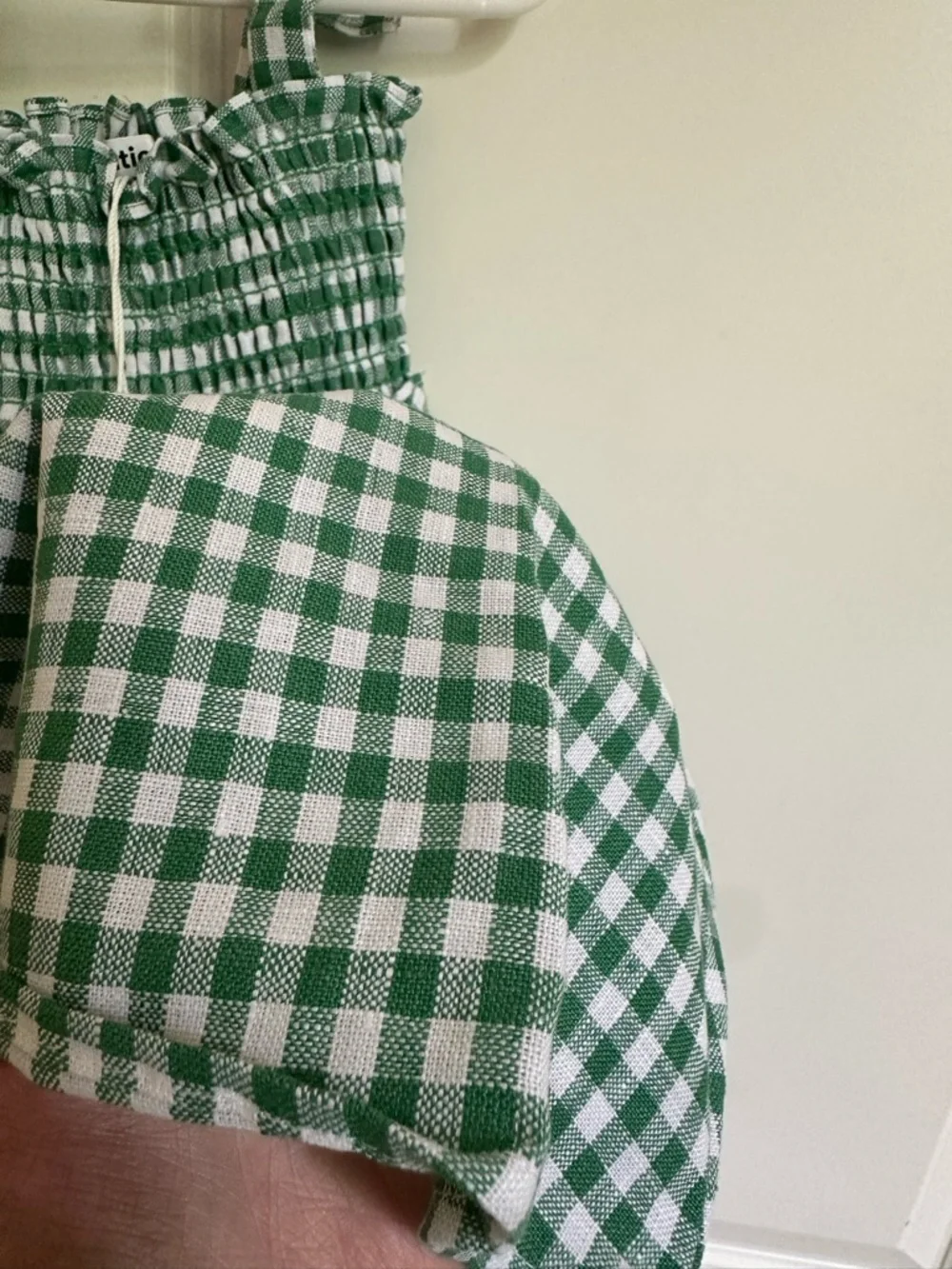 Reformation Green and White Gingham Smocked Sundress - Picture 2 of 12